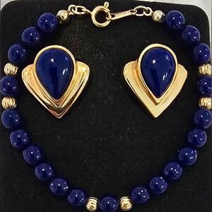 Vintage Avon 1985 Lapis "Blue Reflections" Earrings & Bracelet Set